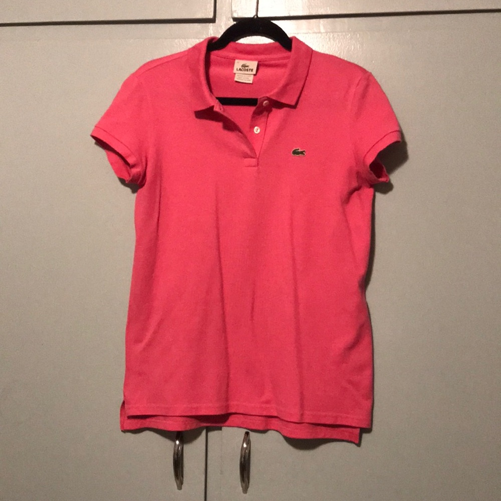 Pink Lacoste polo